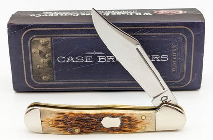 2005 Case Bros Cutlery Co Antique Bone Mini Copperlock 61749L w/ Tin