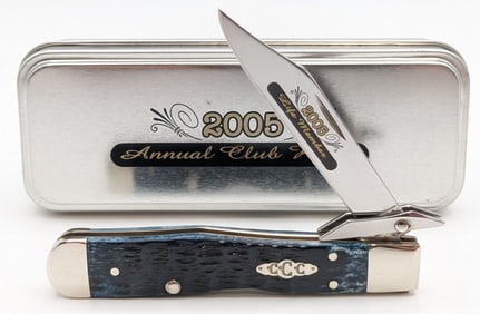 2005 Case XX CCC Mediterranean Blue Bone Cheetah Cub 611 1/2L w/ Tin