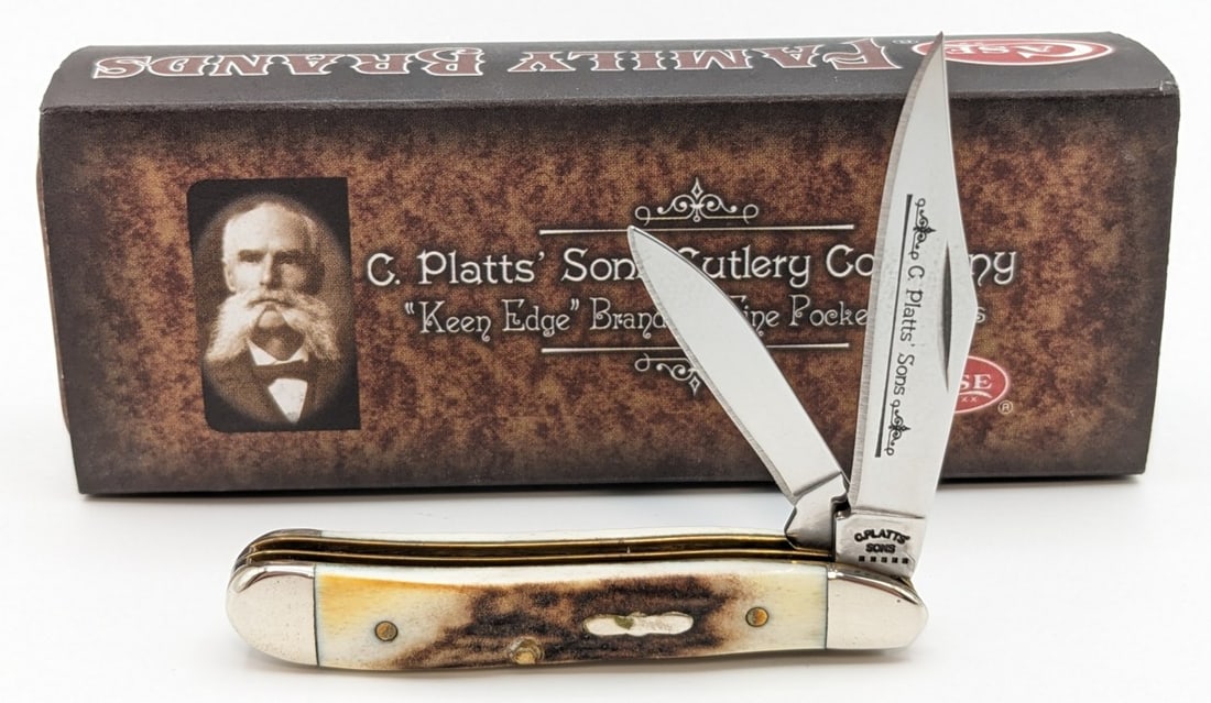 2005 Case XX C. Platts' Sons Burnt Stag Peanut Knife 5220 w/ Tin (1 of 4)