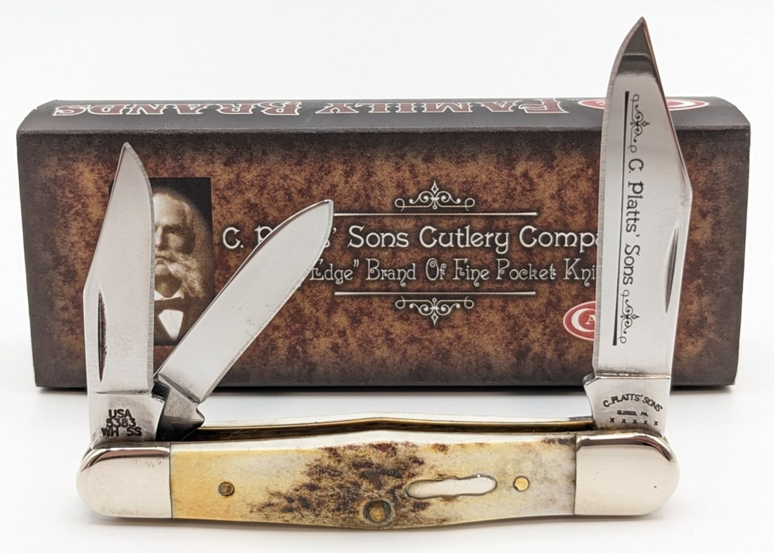 2005 Case XX C. Platts' Sons Burnt Stag Whittler 5383WH w/ Tin (1 of 4)