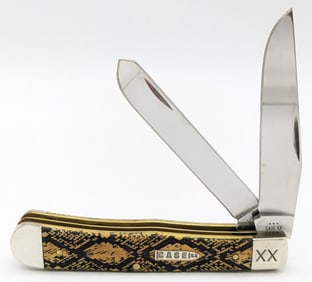 2023 Case XX Antique Bone Snake Skin Trapper 6254