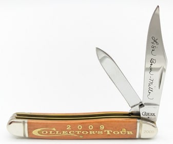 2009 Case XX Collector's Tour Smooth Orange Bone Medium Texas Jack Knife 62087