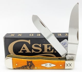 2025 Case XX Tiger Stripe Persimmon Orange Bone Trapper 6254 w/ Box
