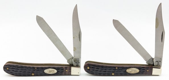 (2) 1987 Case XX Jigged Delrin Slimline Trapper 62048