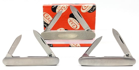 (3) 1965-69 Case XX Metal Pen Knives M279 w/ Box