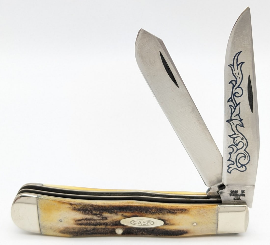 さいさいさい Case XX U.S.A. 3 dot (1977) Blue Scroll Folding Clasp Knife