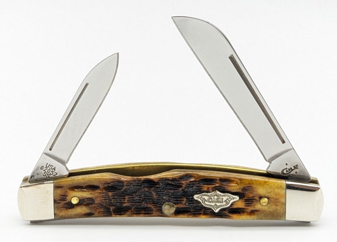 2017 Case XX Amber Bone 2-Blade Congress Knife 62052: Knife is in like new condition. Overall measures 3-5/8in when closed.