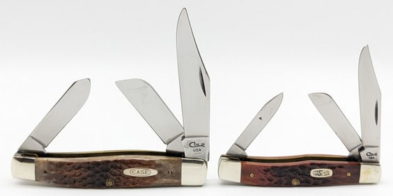 1995 & 99 Case XX Jigged Bone Large 6375 & Medium 63032 Stockmans