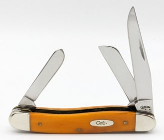 2008 Case XX Smooth Persimmon Orange Bone Medium Stockman 6318
