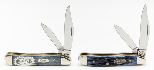 (2) 2011 Case XX Smooth Gray & Caribbean Blue Bone Peanuts 6220