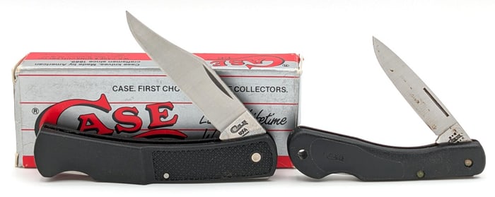 1995 & 2003 Case XX Synth Black Lockback Knives