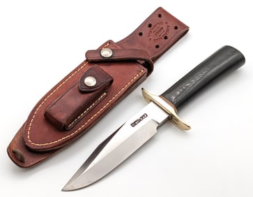 Custom Randall Model 15 Smooth Black Micarta Airman w/ Sheath