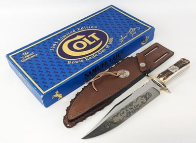 Ltd 1995 Samuel Colt Signature Series Bowie Knife w/ Sheath & Box