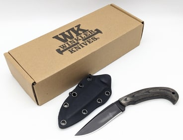 Winkler Knives Black Micarta Contingency Fixed Blade Knife w/ Sheath & Box