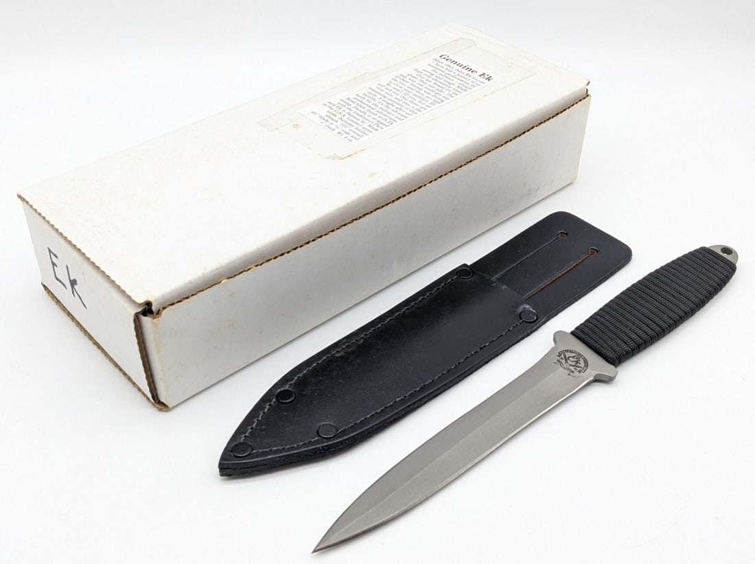 John Ek EK Knives Black Paracord Pig Sticker w/ Sheath (1 of 8)