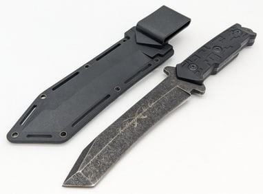 K. Hansotia & Co. Modified Tanto Fixed Blade Knife w/ Sheath