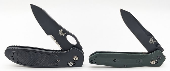 (2) Benchmade Osborne 940 Green Aluminum Folding Knives