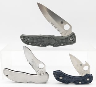 (3) Spyderco Folding Knives