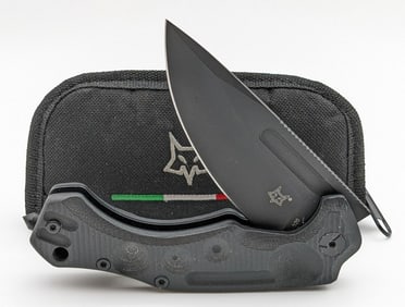 Fox Knives Desert Fox FX-520 Black G-10 Flipper Folding Knife w/ Case