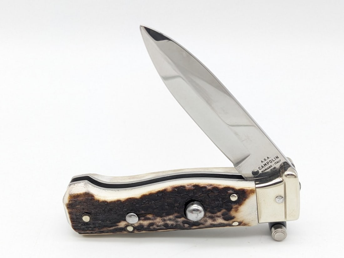 2018 AGA Campolin Piccolo Stag Switchblade Knife (1 of 4)