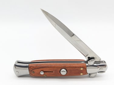 AKC Wood Handle Stiletto Switchblade Knife