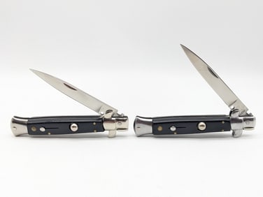 (2) Milano Italy Synthetic Black Stiletto Switchblade Knife