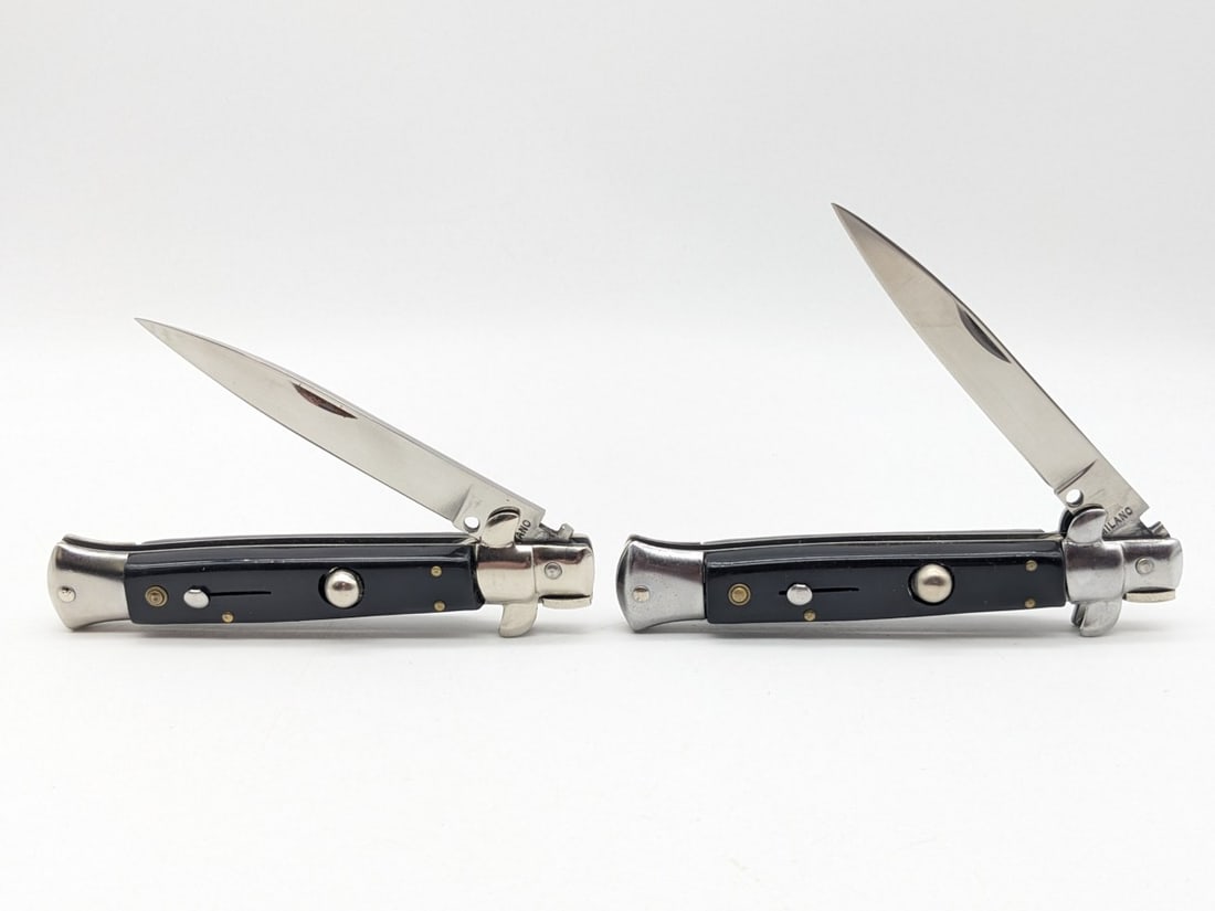 (2) Milano Italy Synthetic Black Stiletto Switchblade Knife (1 of 6)