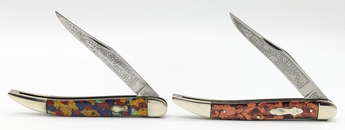 Frank Buster Fight'n Rooster Celluloid Dixie Switch Toothpick Knives