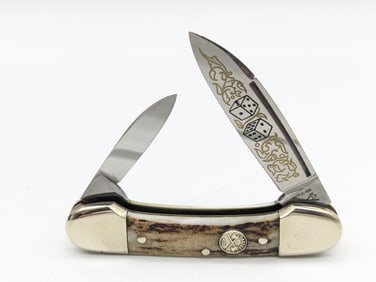 Ltd Battle Axe Brand The Gambler Stag Canoe Knife