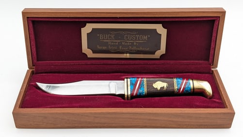 Buck Custom David Yellowhorse Exotic Stone Hunting Knife w/ Case