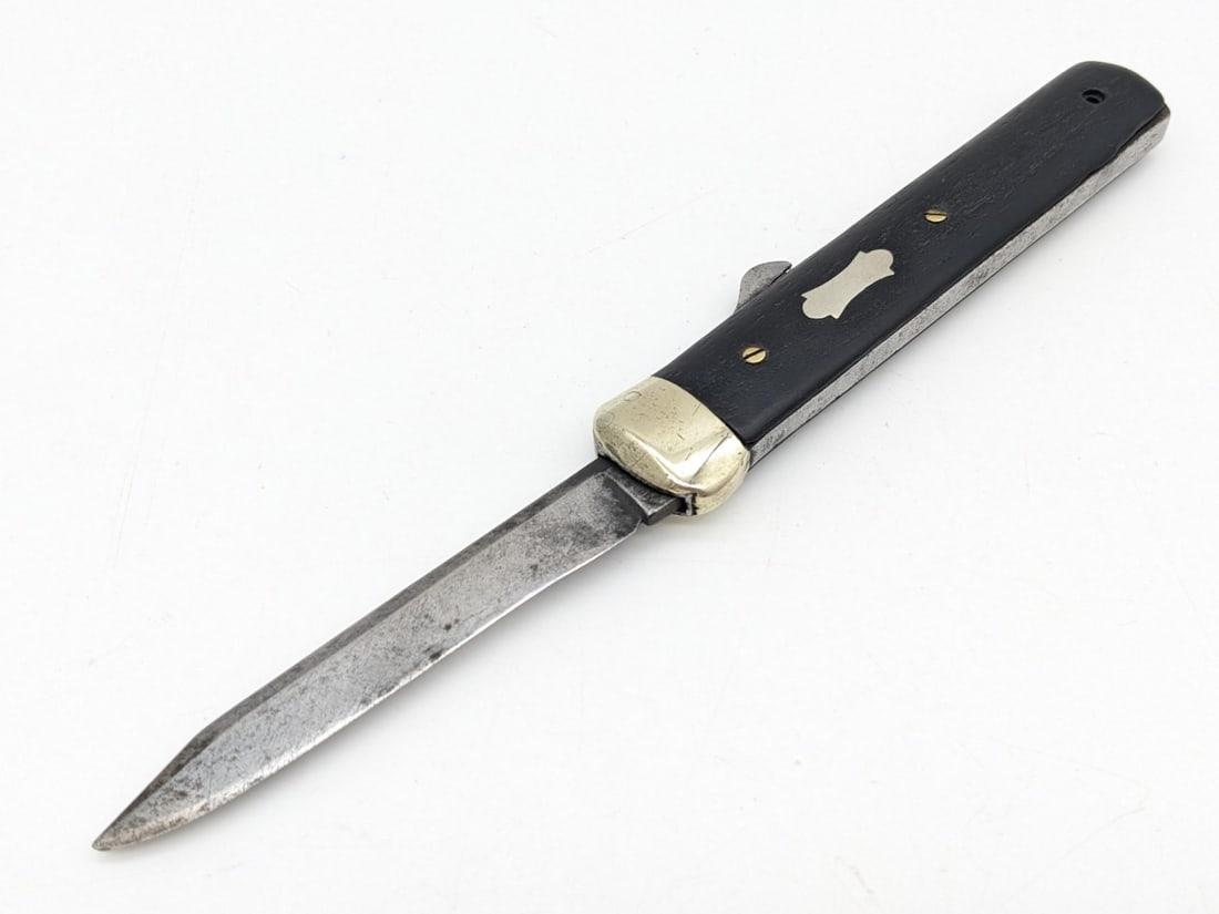 Rare Miller Bros Smooth Ebony Wood Gravity Knife (1 of 7)