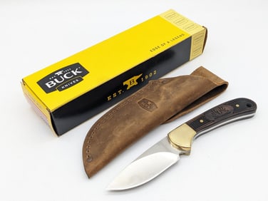 NIB Buck 113 Life Member Checkered Wood Ranger Skinner w/ Box