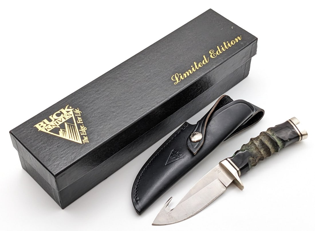 Ltd 2000 Buck 191BH Impala Buffalo Horn Zipper Skinner w/ Sheath & Box (1 of 10)