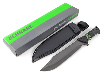 NIB Schrade Leroy SCHF45 Clip Point Bowie Machete w/ Sheath