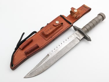 Japan IMAX Damascus Survival Bowie Knife w/ Sheath