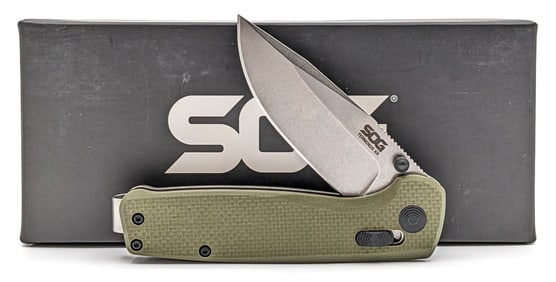 NIB SOG Terminus XR OD Green G-10 Flipper Folding Knife