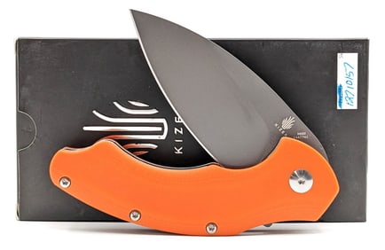 NIB Kizer Degnan Roach Orange G-10 Flipper Folding Knife