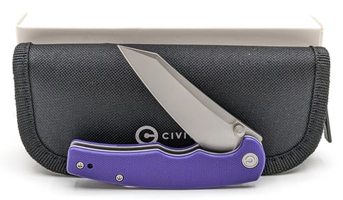 NIB Civivi P87 Purple G10 Flipper Folding Knife w/ Case