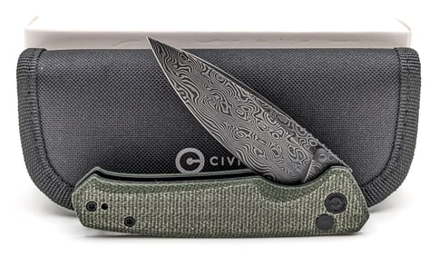NIB Civivi Altus Damascus Button Lock Folding Knife w/ Case