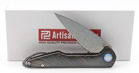 NIB Artisan Cutlery Small Archaeo Double Detent Slipjoint Flipper Knife