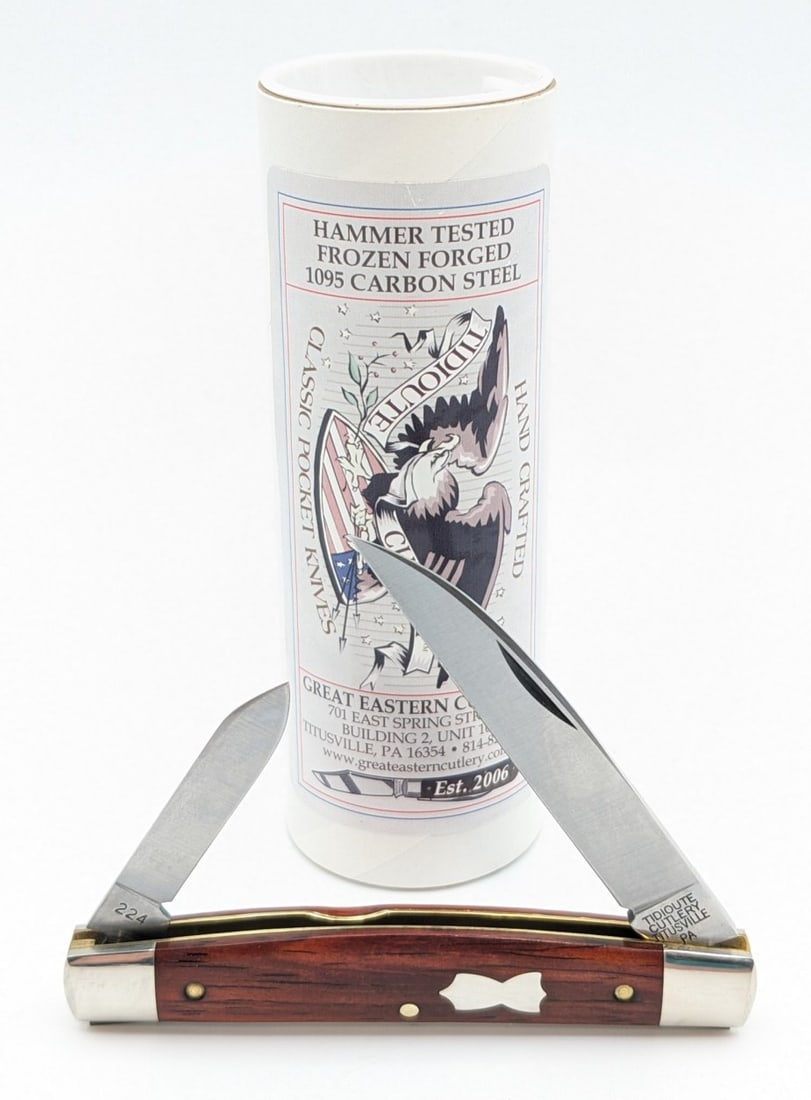 Great Eastern Cutlery Cocobolo Wood Two-Blade Congress Knife 130224 w/ Tube: Knife is in very nice condition with light wear from handling. Overall measures 3-3/4in when closed.