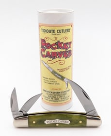 Great Eastern Cutlery Smooth Green Banana Bone Pocket Carver Knife 620324 w/ Tube