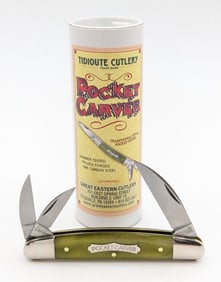 Great Eastern Cutlery Smooth Green Banana Bone Pocket Carver Knife 620324 w/ Tube