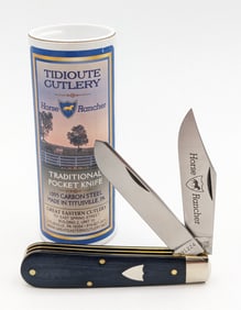 Great Eastern Cutlery Blue Linen Micarta Two-Blade 391224 w/ Tube