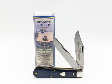 Great Eastern Cutlery Horse Rancher Blue Linen Micarta Jack Knife 391224 w/ Tube