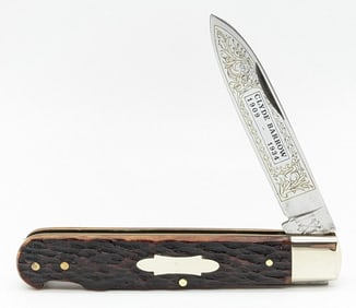 Ltd Battle Axe Brand Clyde Barrow Jigged Bone Large Lockback Folding Knife