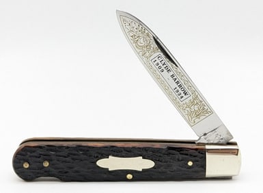 Ltd Battle Axe Brand Clyde Barrow Jigged Bone Large Lockback Folding Knife