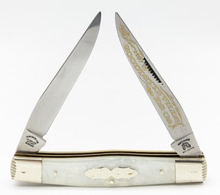 Ltd 1997 Frank Buster Fight'n Rooster Goodlettsville Knife Club Faux Pearl Muskrat