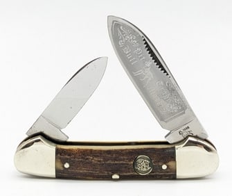 1996 Bull Dog Brand Pit Bull Stag Canoe Knife