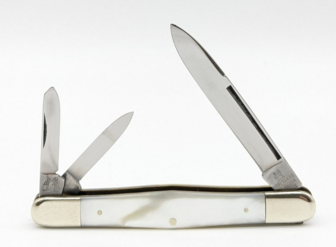 Robert Klaas Kissing Crane Mother of Pearl 3-Blade Whittler (1 of 4)